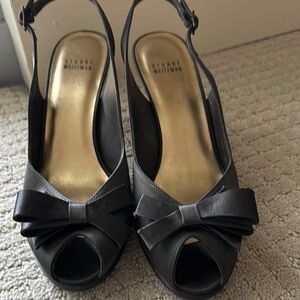 Stuart Weitzman Brown Peep-Toe Slingback Heels. Size 10.5
